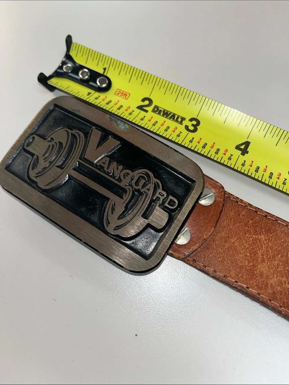 Dyna Buckle Devy Brown Leather Belt w/ Vanguard Brass Buckle
